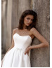 Strapless White Beaded Lace Satin Classic Wedding Dress